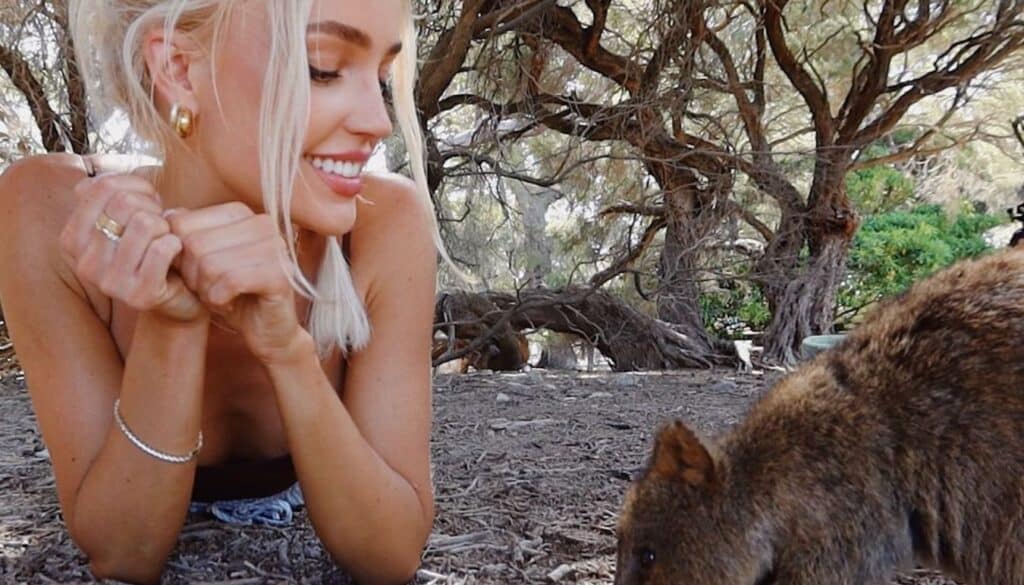 Morgan Riddle at Rottnest Island with quokka